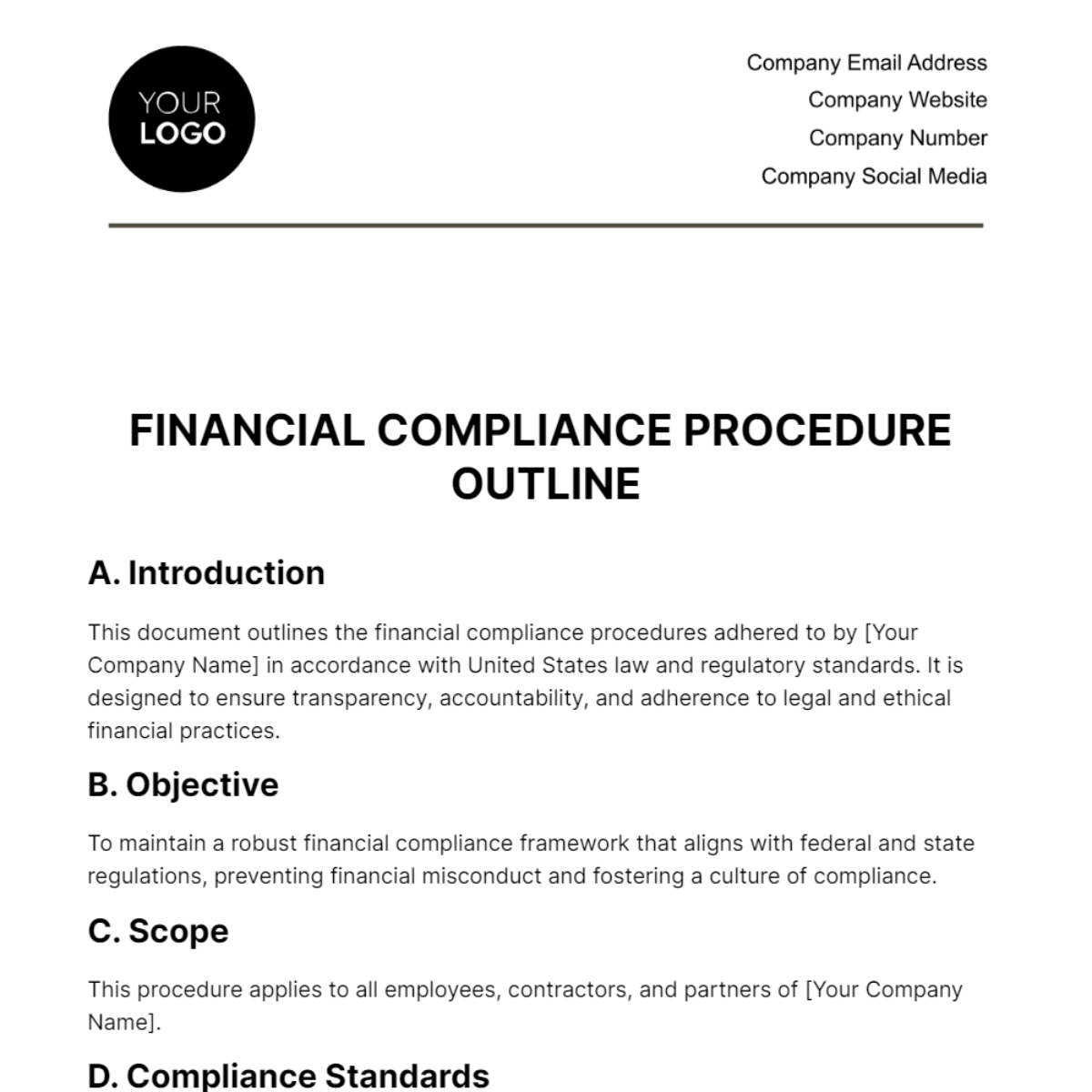 Financial Compliance Procedure Outline Template