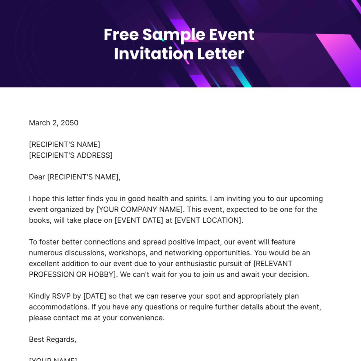 Sample Event Invitation Letter Template