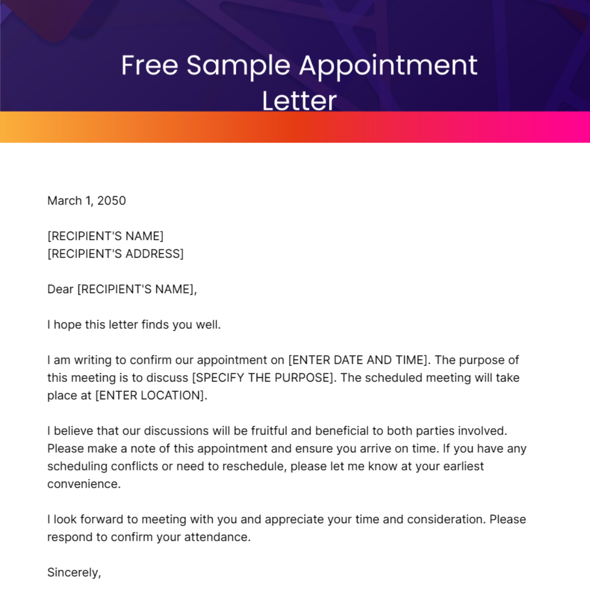 Sample Appointment Letter Template