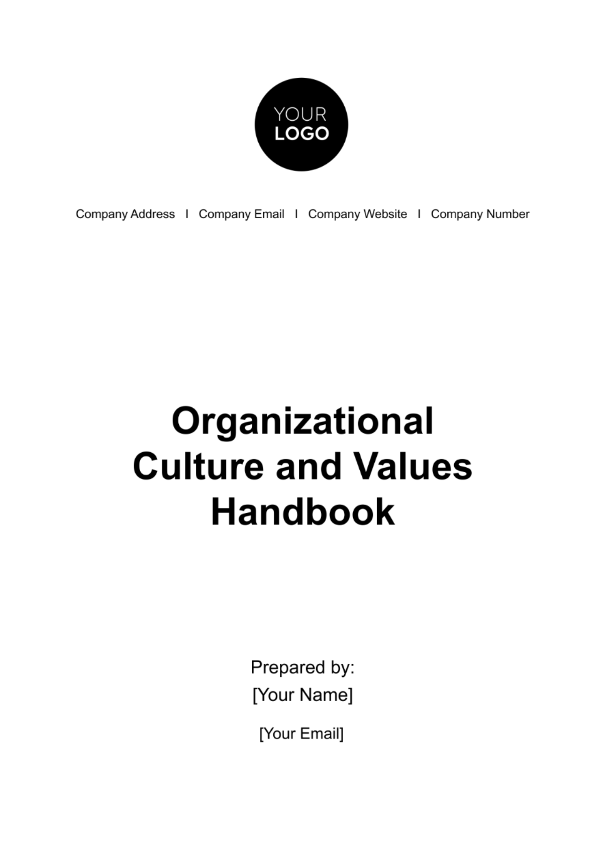 Organizational Culture and Values Handbook HR Template
