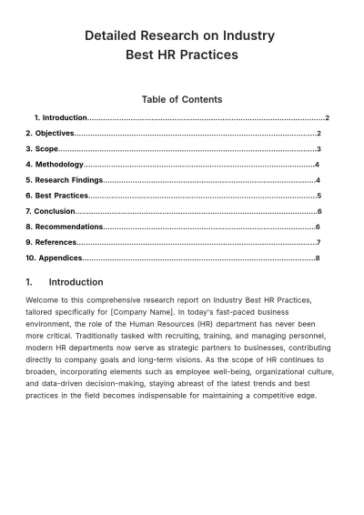Free Detailed Research on Industry Best HR Practices Template to Edit Online