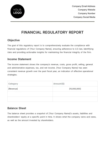 Free Financial Regulatory Report Template to Edit Online