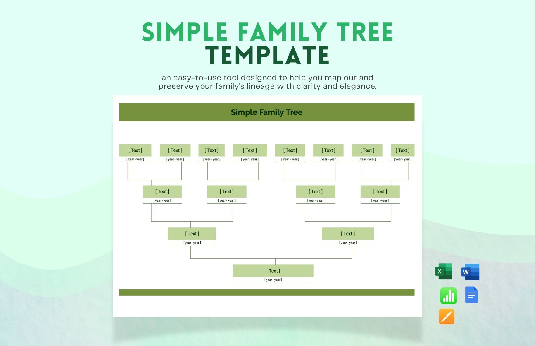 Simple Family Tree Template in Word, Google Docs, Excel, Apple Pages, Apple Numbers