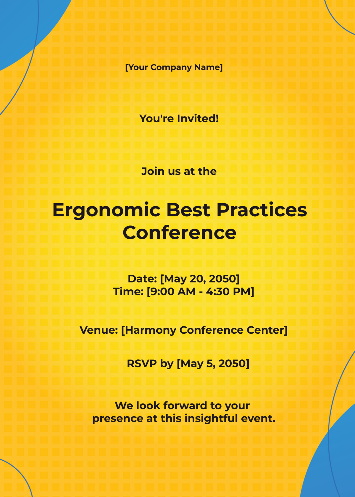 Ergonomic Best Practices Conference Invitation Card Template