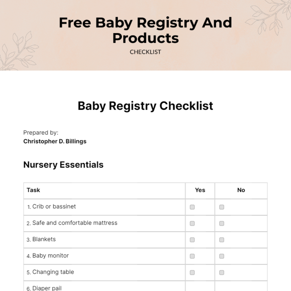 Cleaning Products Checklist