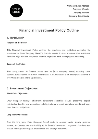 Free Financial Investment Policy Outline Template to Edit Online