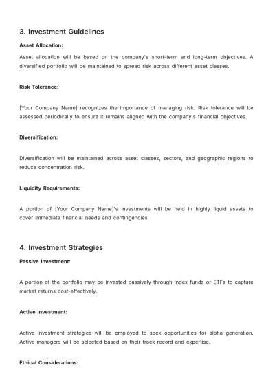 Free Financial Investment Policy Outline Template to Edit Online