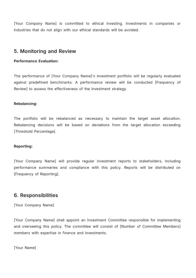 Free Financial Investment Policy Outline Template to Edit Online