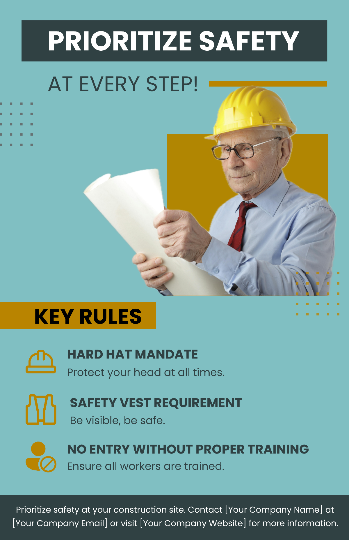 Construction Site Safety Rules Poster Template