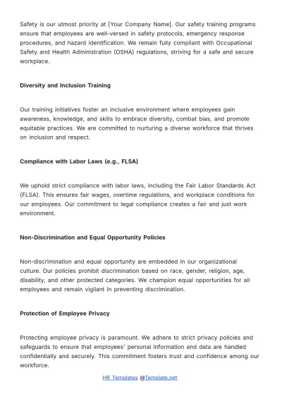 Free Manual on Employee Training and Upgradation HR Template to Edit Online