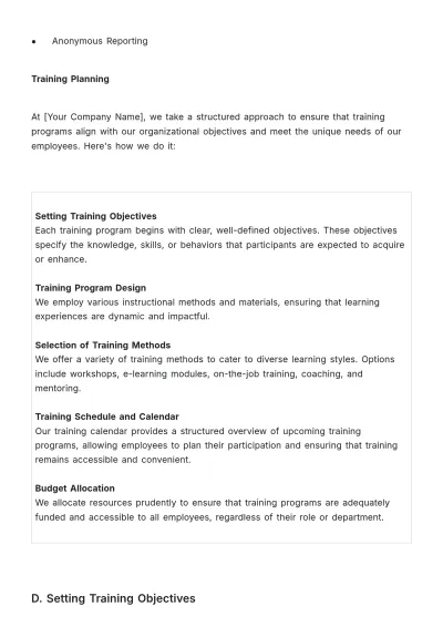 Free Manual on Employee Training and Upgradation HR Template to Edit Online