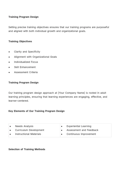 Free Manual on Employee Training and Upgradation HR Template to Edit Online
