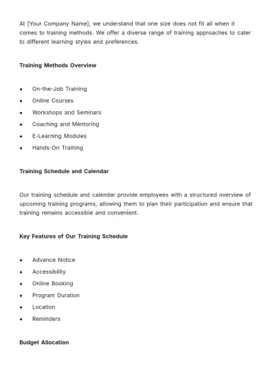 Free Manual on Employee Training and Upgradation HR Template to Edit Online