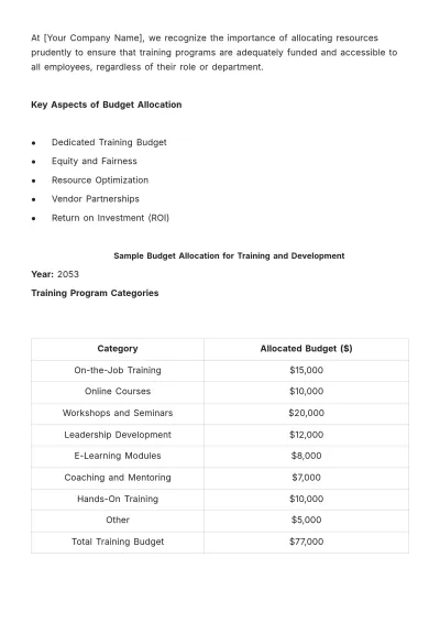 Free Manual on Employee Training and Upgradation HR Template to Edit Online
