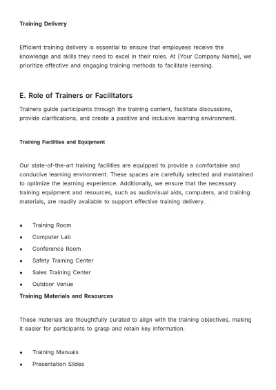 Free Manual on Employee Training and Upgradation HR Template to Edit Online