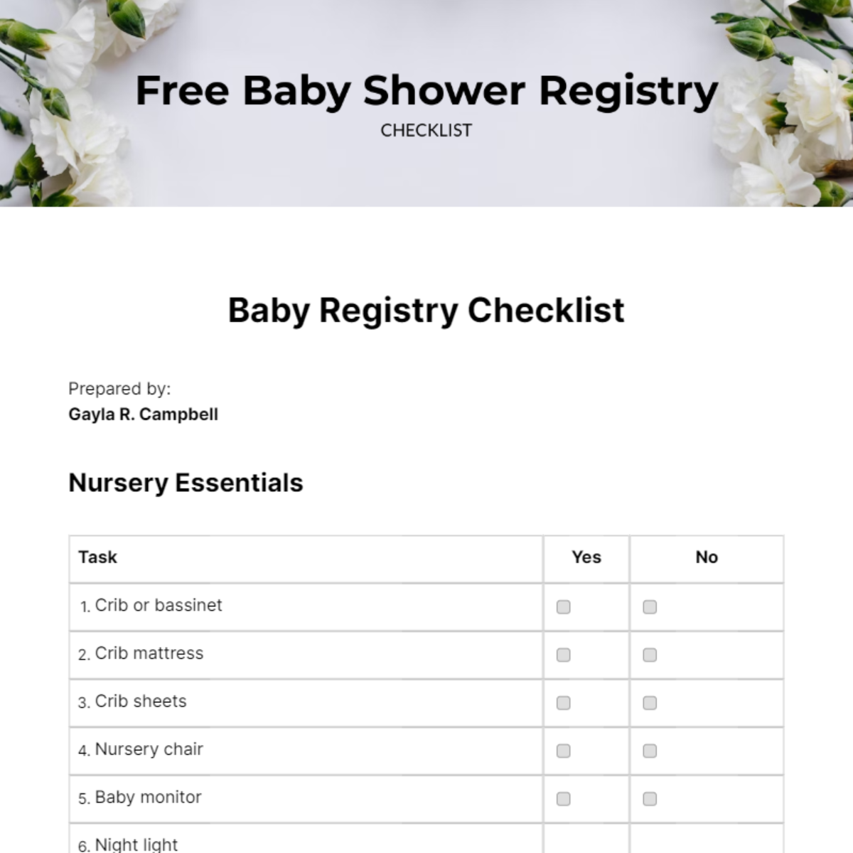 FREE Baby Registry Checklist Templates & Examples - Edit Online ...