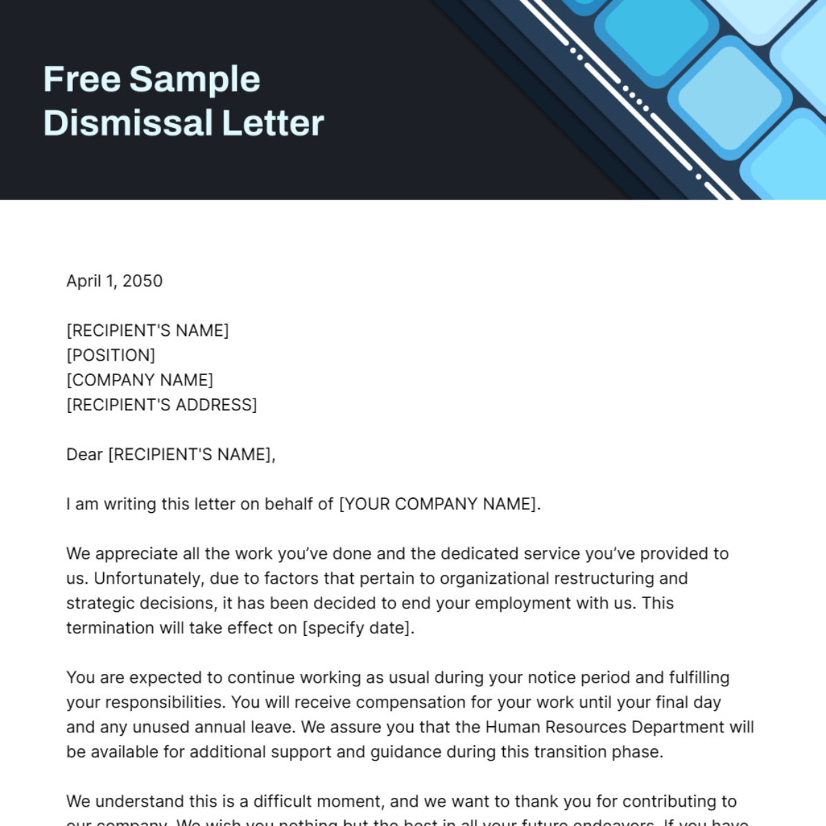 Sample Dismissal Letter Template