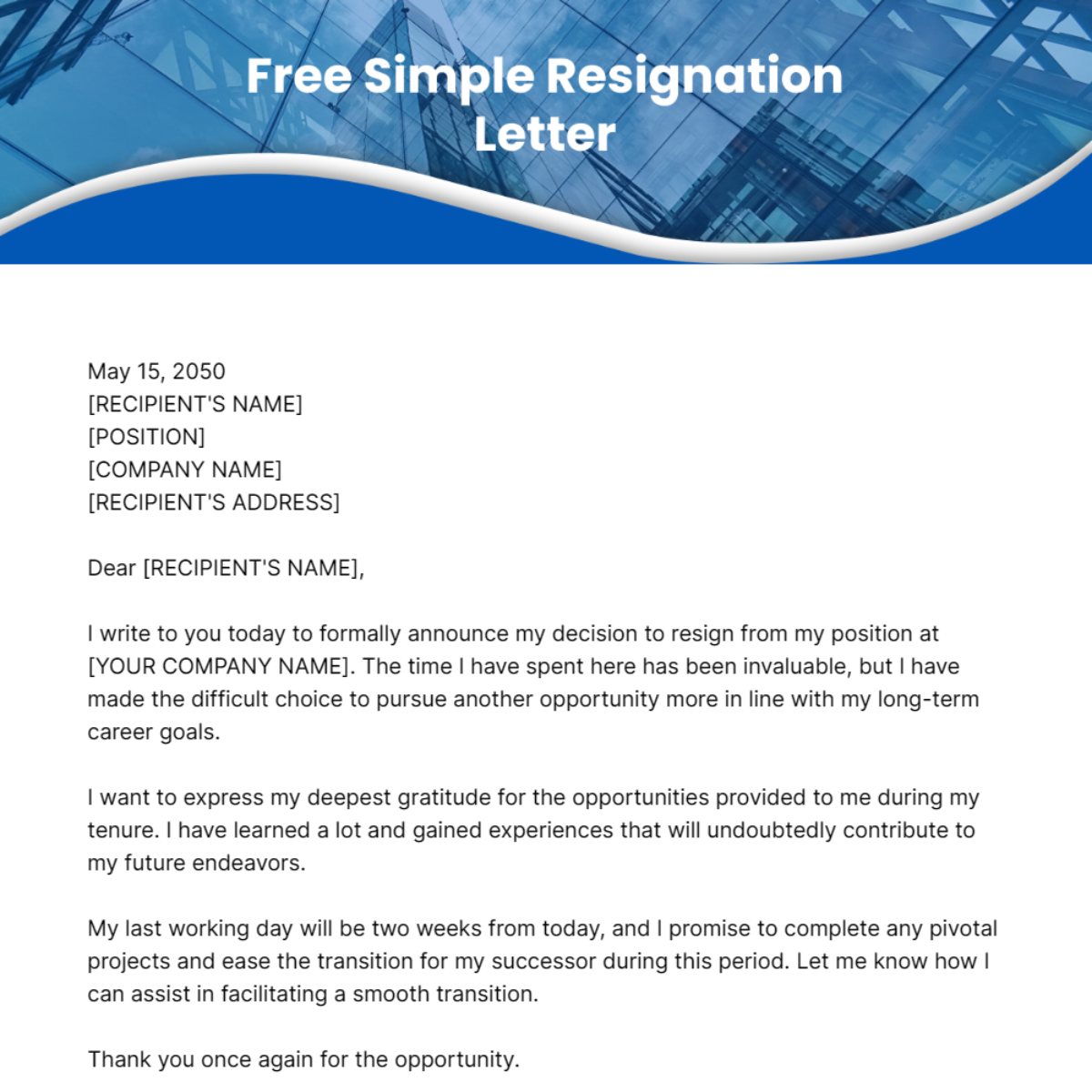 Simple Resignation Letter Template