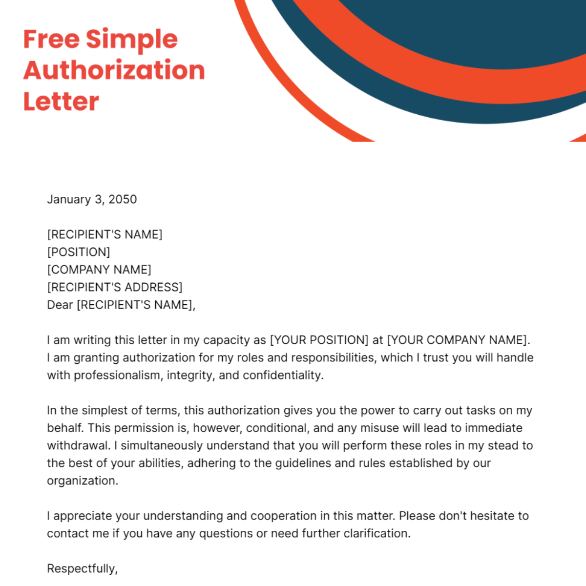 Simple Authorization Letter Template
