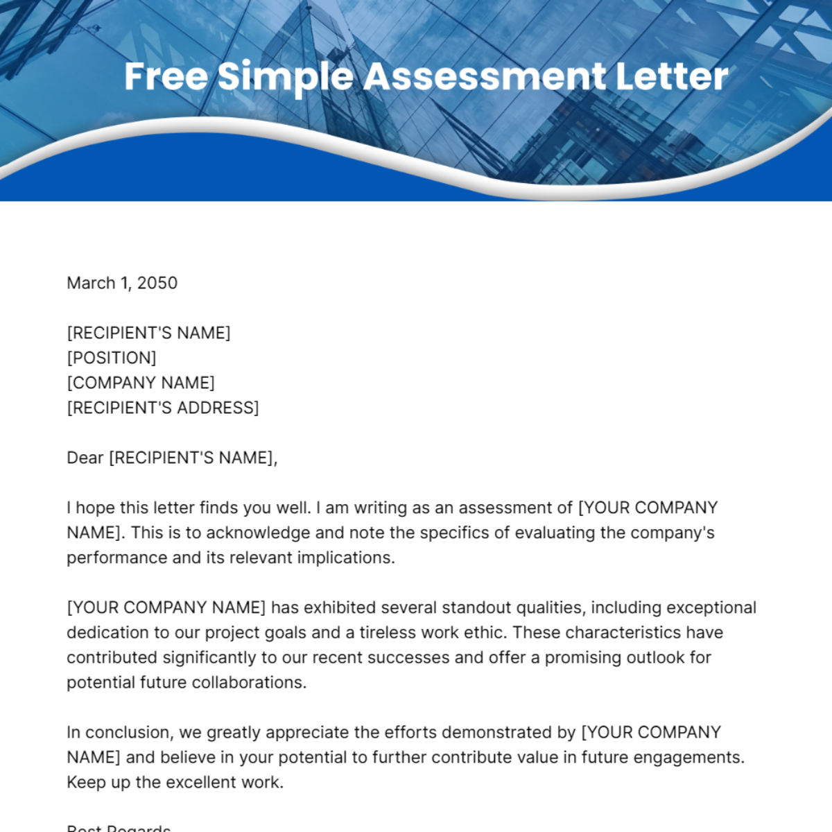 Simple Assessment Letter Template