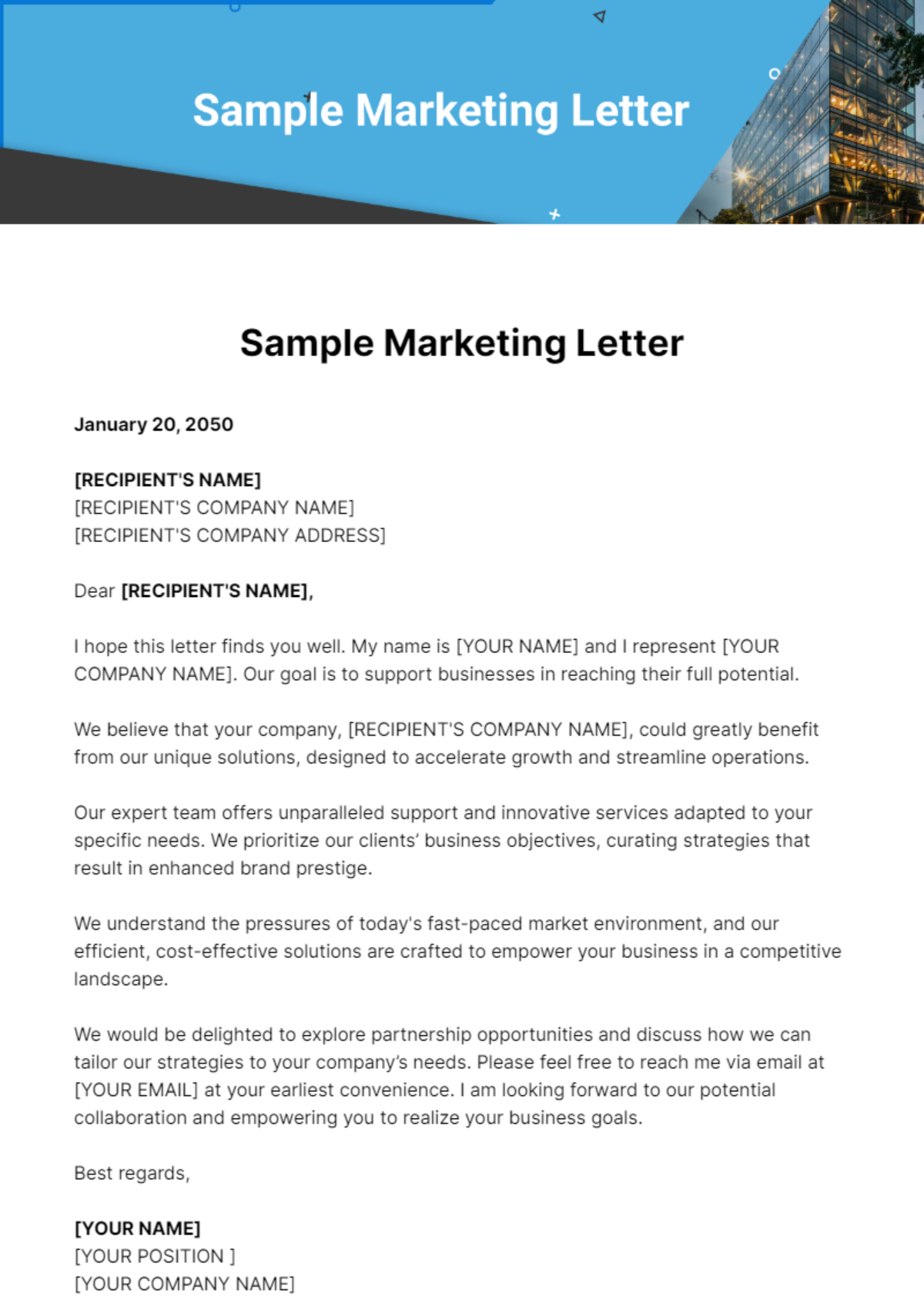 Free Sample Marketing Letter Template