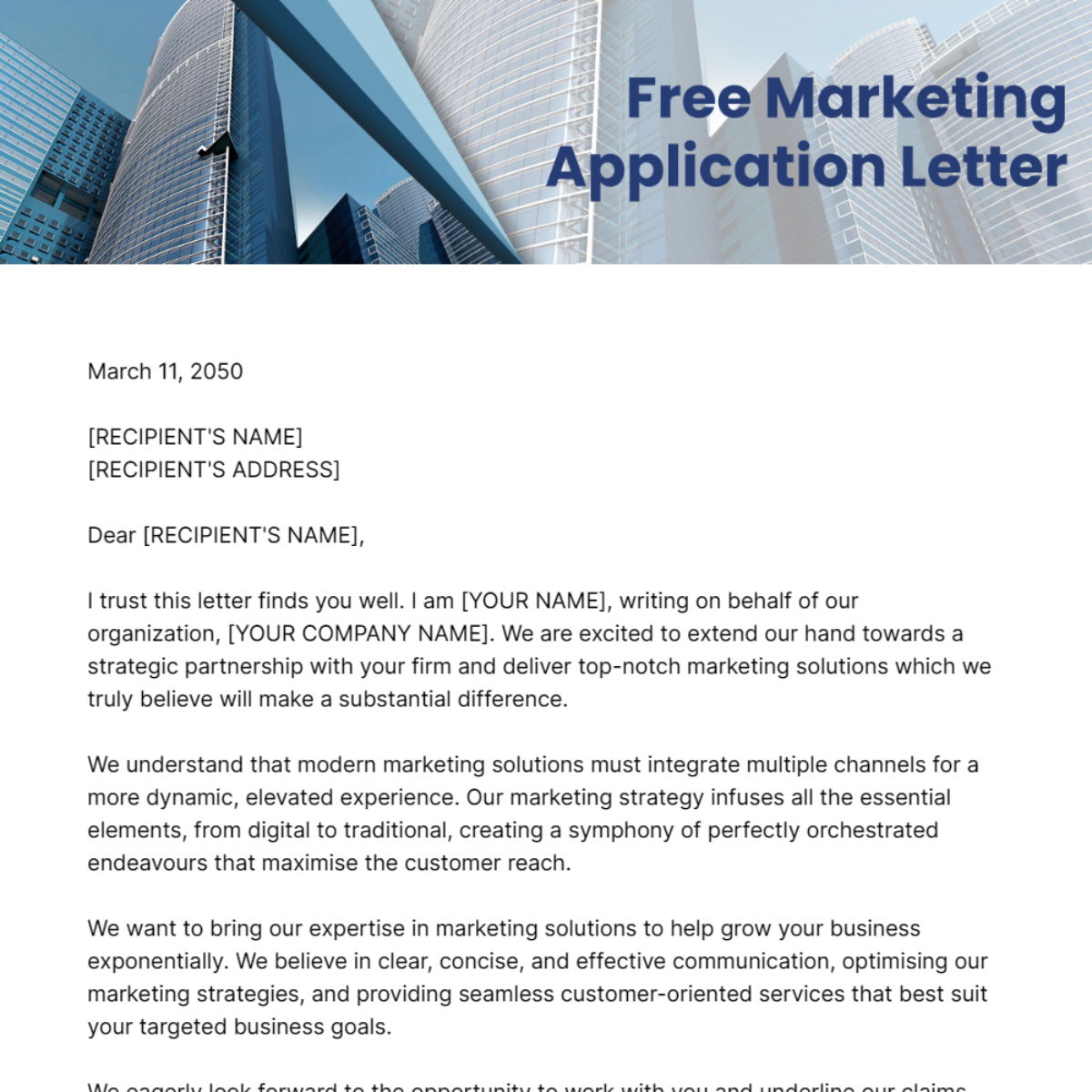 Marketing Application Letter Template