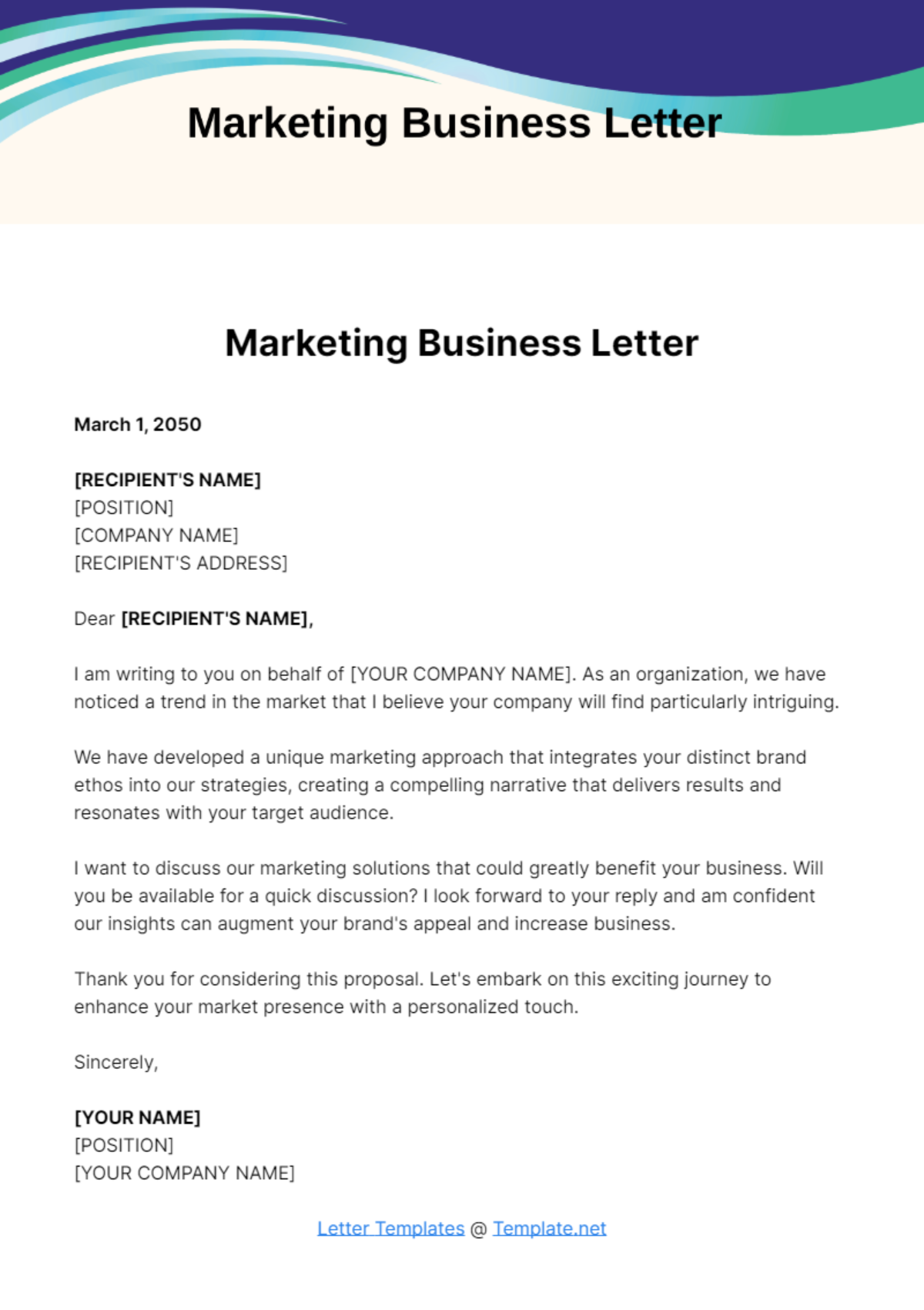 Marketing Business Letter Template