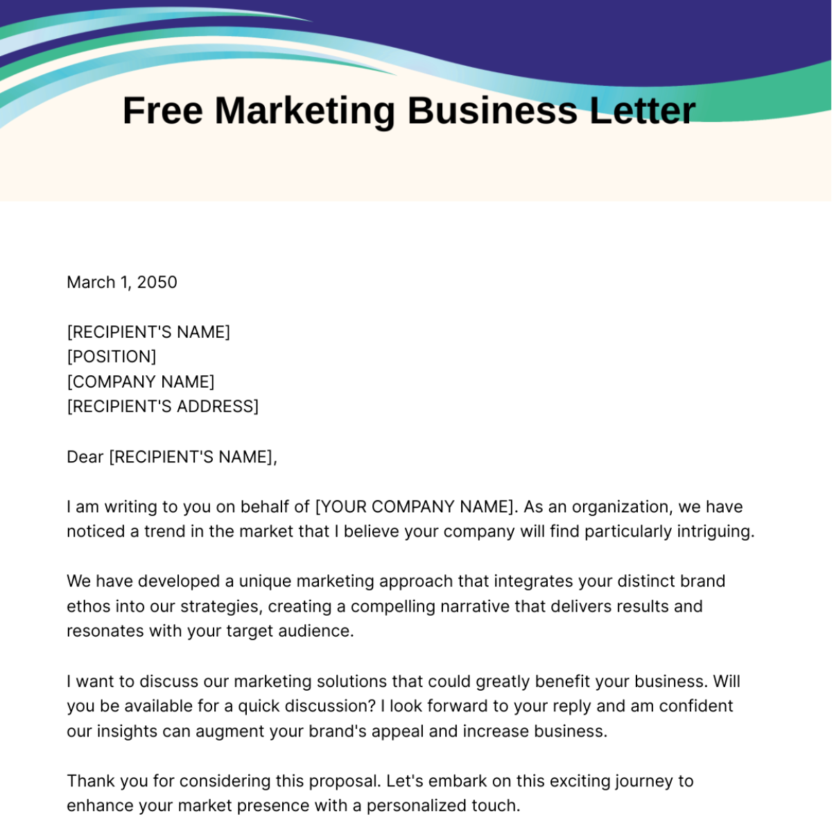 Marketing Business Letter Template