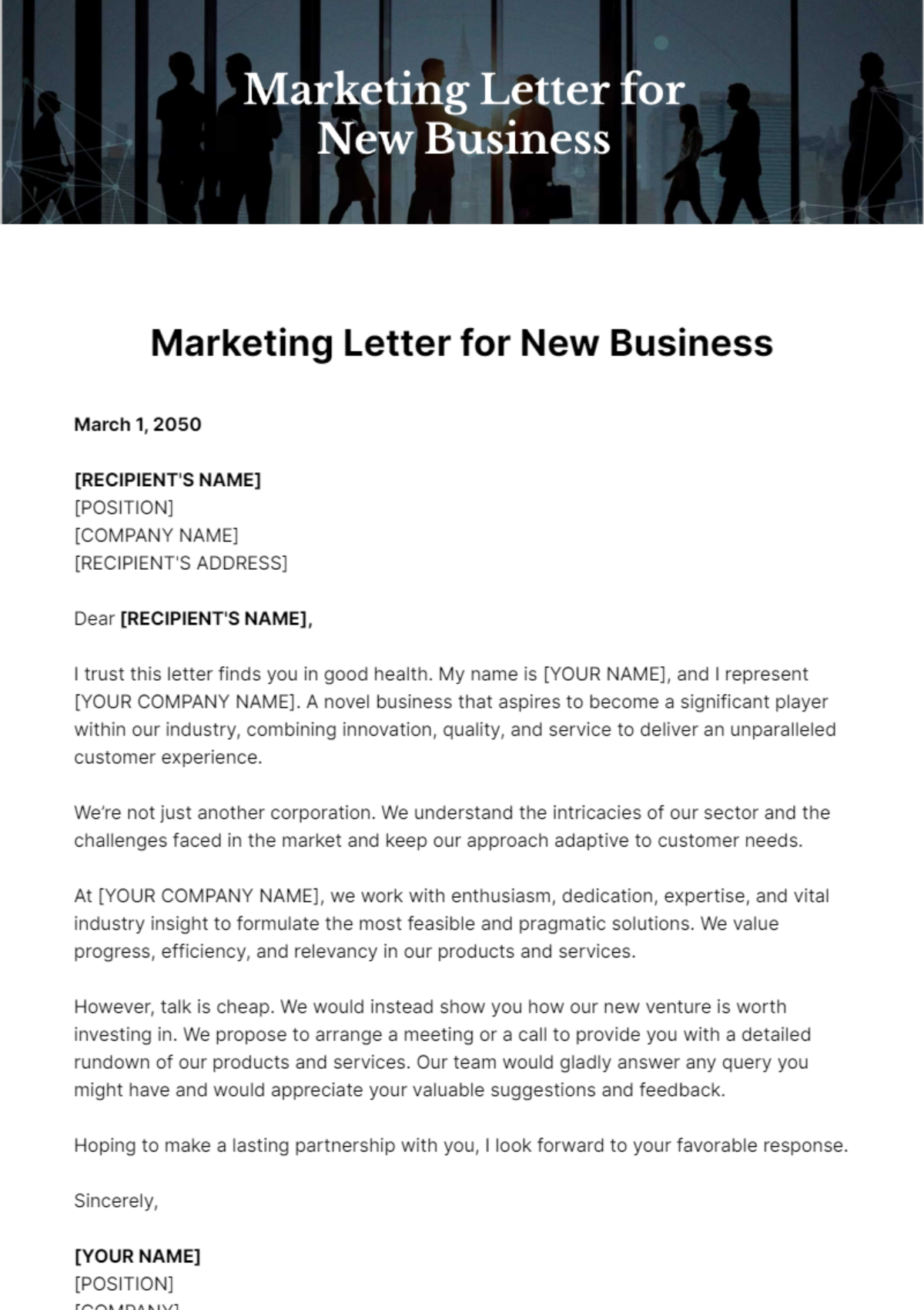 Free Marketing Letter for New Business Template