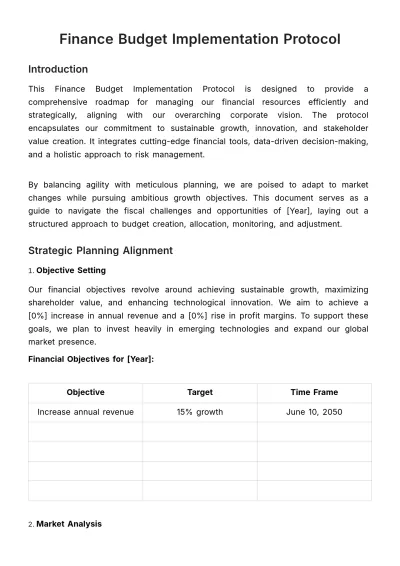 Free Finance Budget Implementation Protocol Template to Edit Online