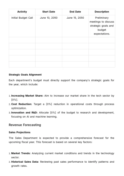 Free Finance Budget SOP Template to Edit Online