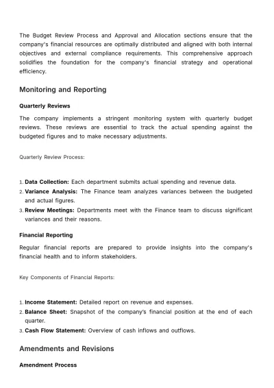 Free Finance Budget SOP Template to Edit Online