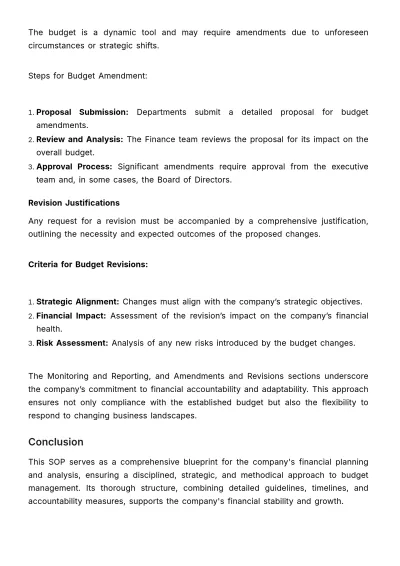 Free Finance Budget SOP Template to Edit Online