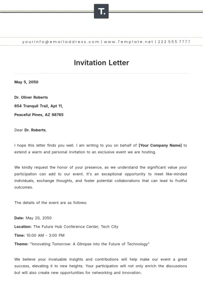 Free Invitation Letter Template to Edit Online