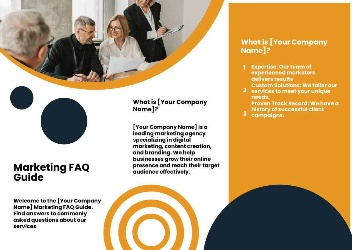 Free Marketing FAQ Guide Pamphlet Template to Edit Online