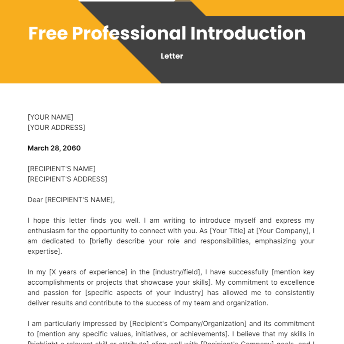 Professional Introduction Letter Template