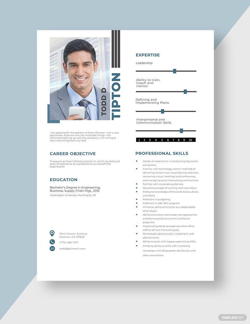 Event Director Resume Download In Word Apple Pages Template
