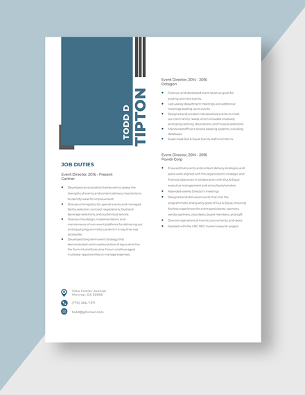 Event Director Resume Template