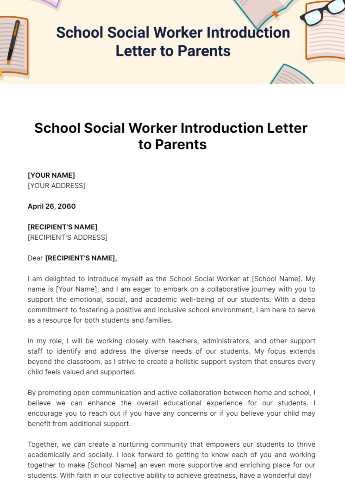 Free New Employee Introduction Letter to Team Template