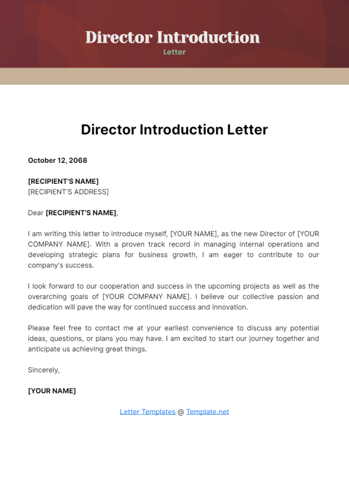 Free Director Introduction Letter Template