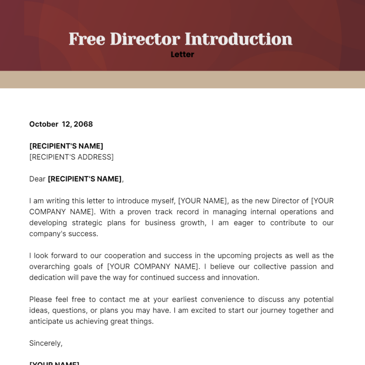 Director Introduction Letter Template
