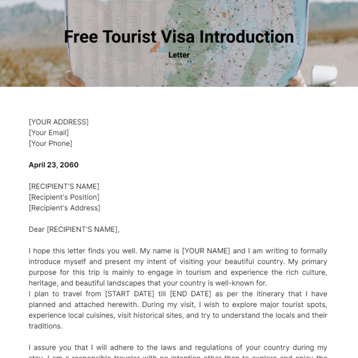 Tourist Visa Introduction Letter Template