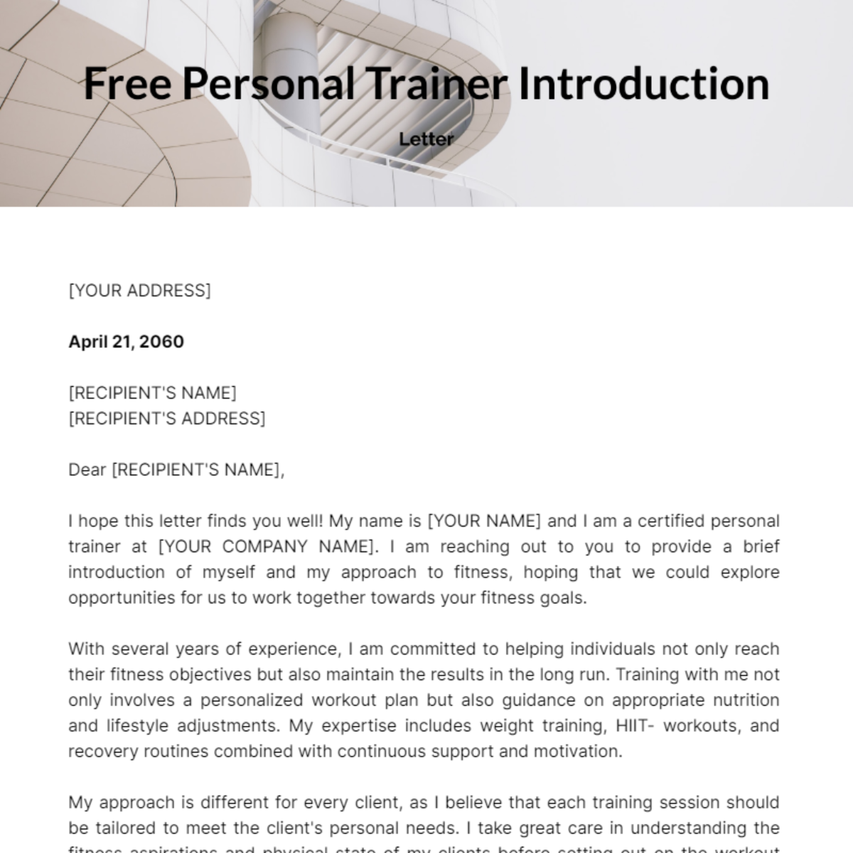 Personal Trainer Introduction Letter Template