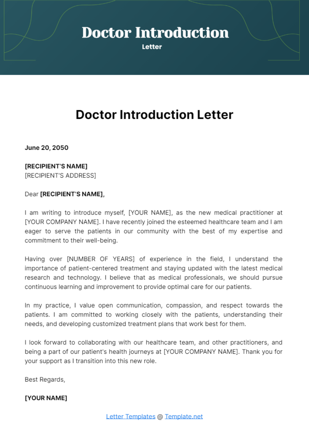 Free Doctor Introduction Letter Template