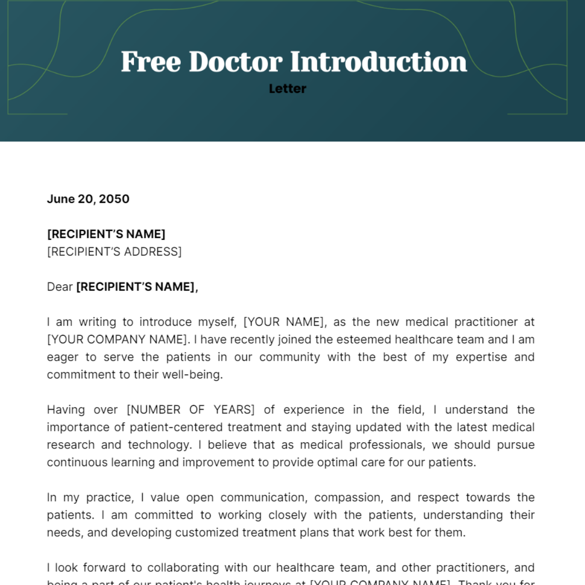 Doctor Introduction Letter Template