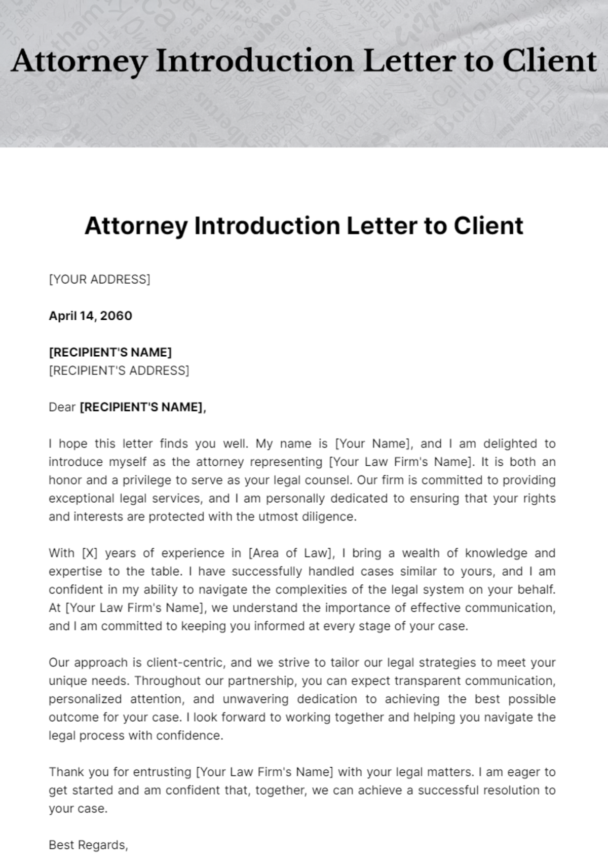 Free Attorney Introduction Letter to Client Template