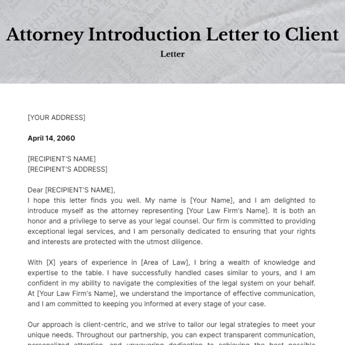 Attorney Introduction Letter to Client Template