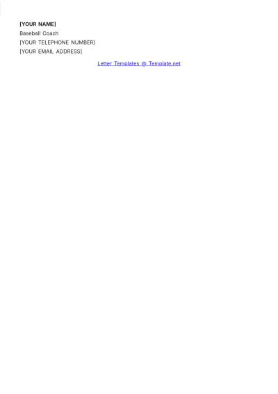 Free Baseball Coach Introduction Letter Template to Edit Online