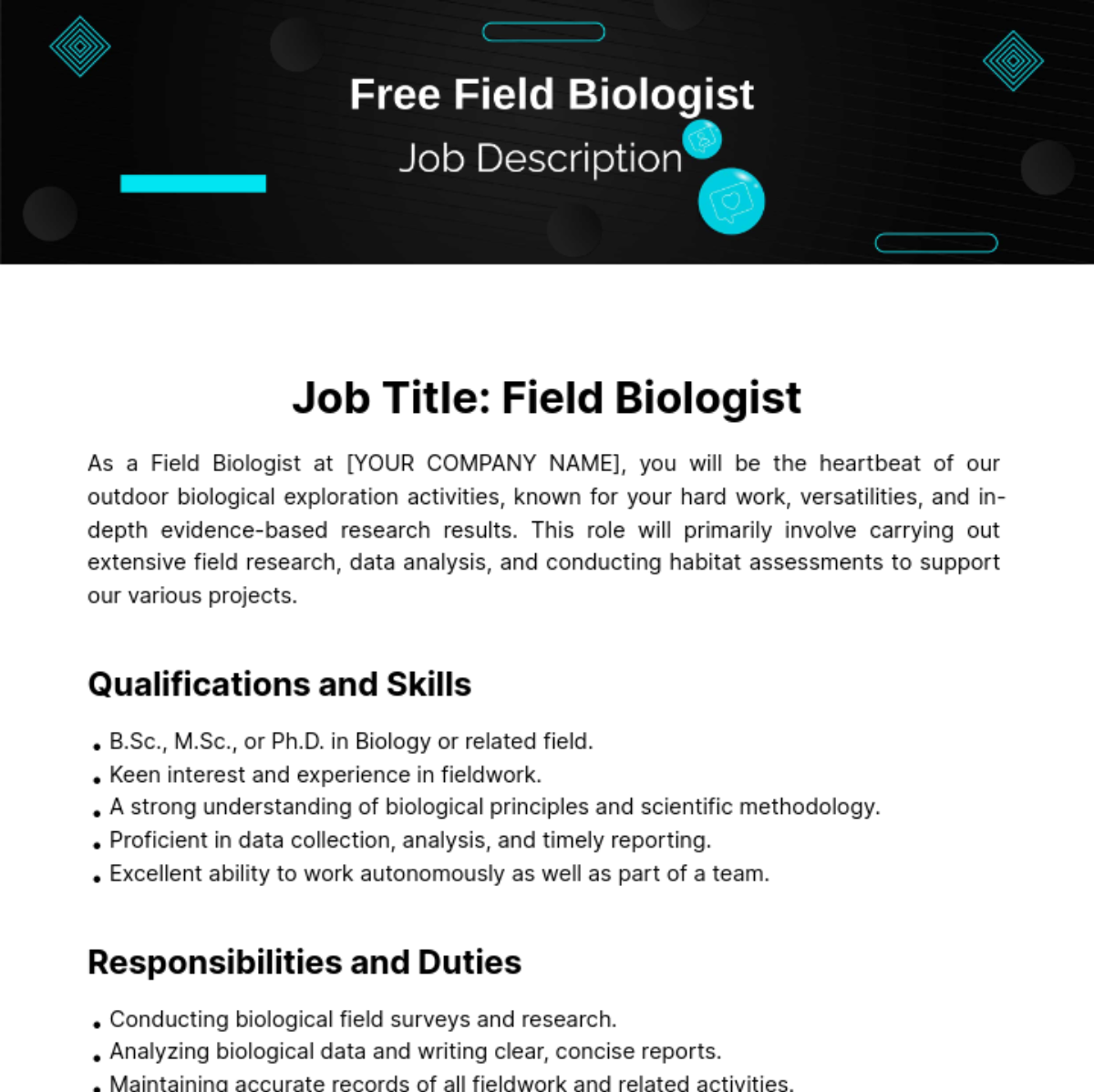Free Field Biologist Job Description Template