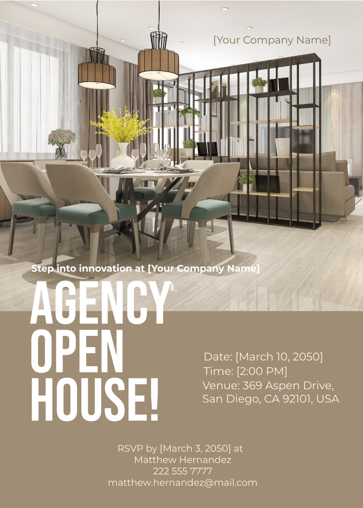 Agency Open House Invitation Card Template - Edit Online & Download